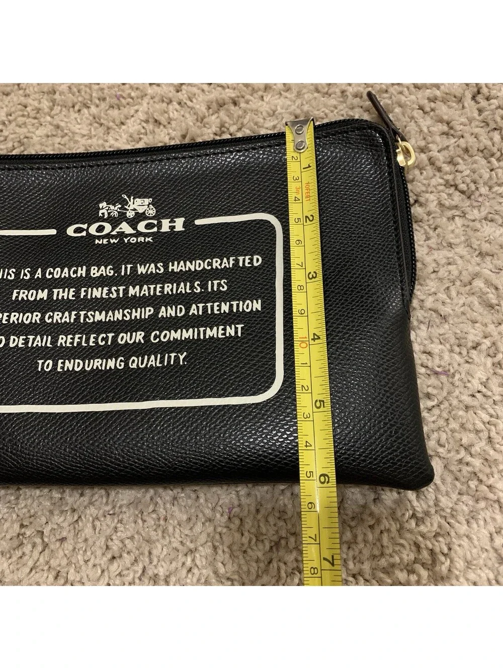 Coach New York Story Patch Wristlet Pouch Wallet Clutch Black Leather Women's
